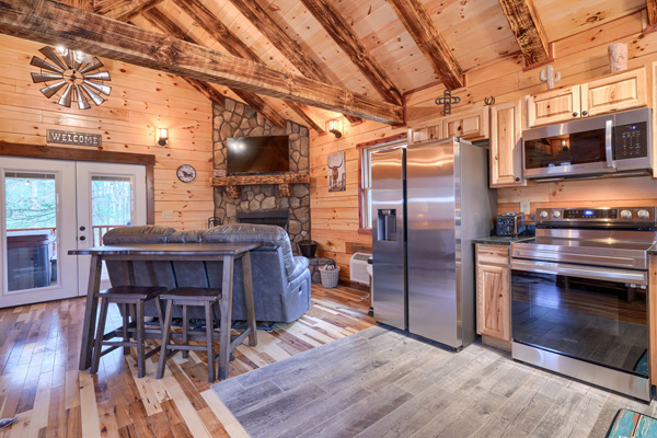 Serenity and warmth in the cabin kitchen