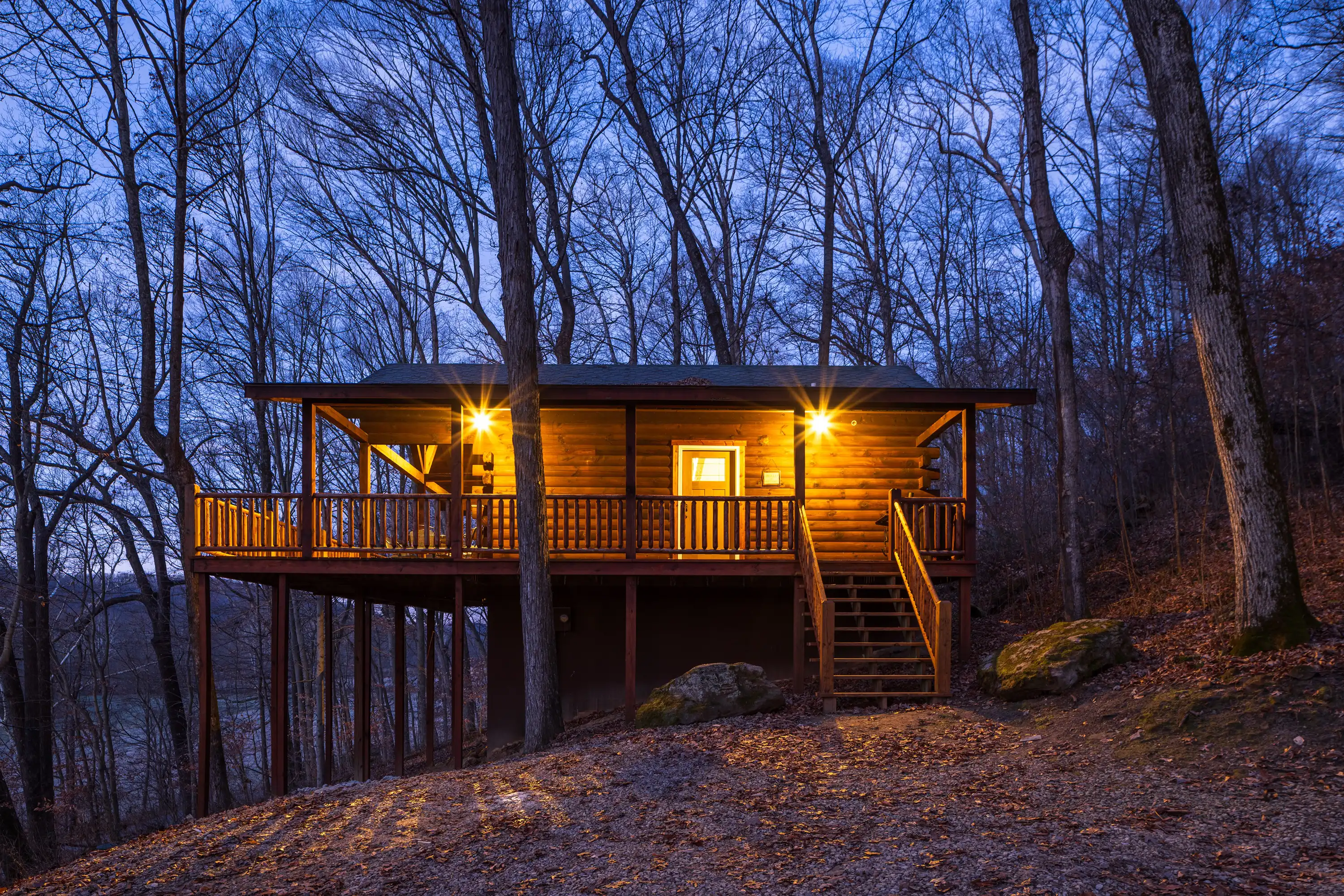 Snuggle Inn cabin at the end of a secluded wooded lane in the Hocking Hills