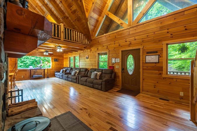Lower-level game room with a pool table