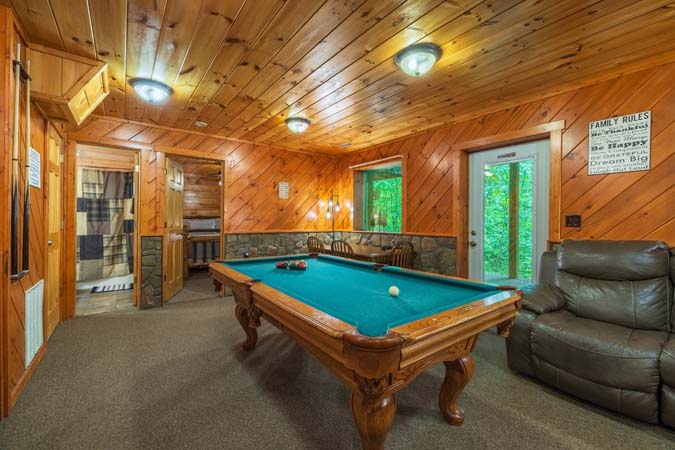 Lower-level lounge with recliners