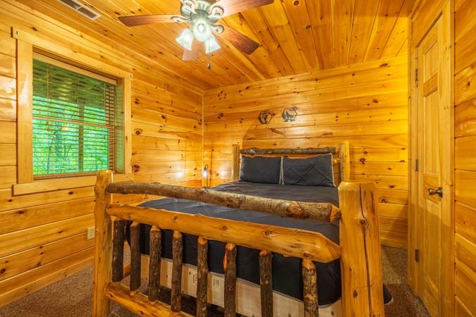 Queen log-bed bedroom