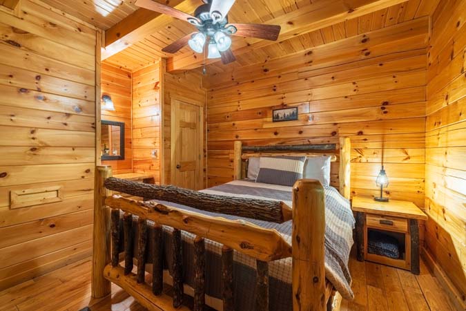 Queen log-bed bedroom