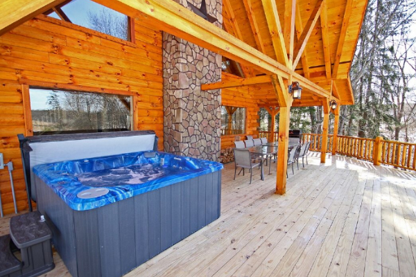 Closeup View of Hot Tub 1 and West Main Deck