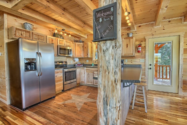 Natural wood accents in the kitchen