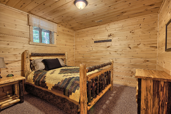 Quaint and rustic cabin sleeping space