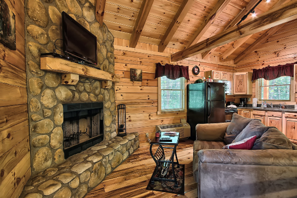 Rustic charm of the cabin living room