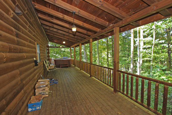 Back Deck of Lodge, with Hot Tub at End