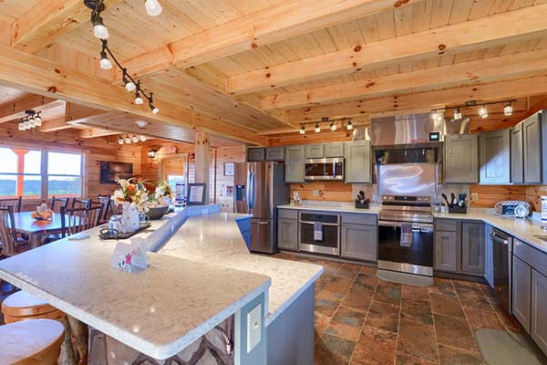 Cozy cabin kitchen with rustic charm